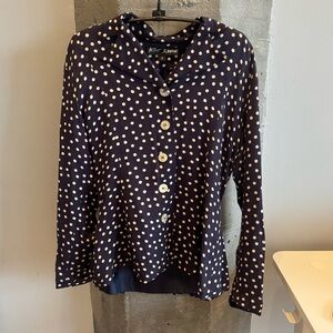 Vintage Betsey Johnson Navy Polka Dot Top S